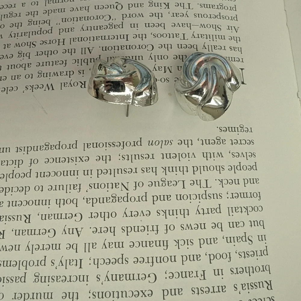 Silver Swirl Silver Plastic Earrings - Picture 4 of 7